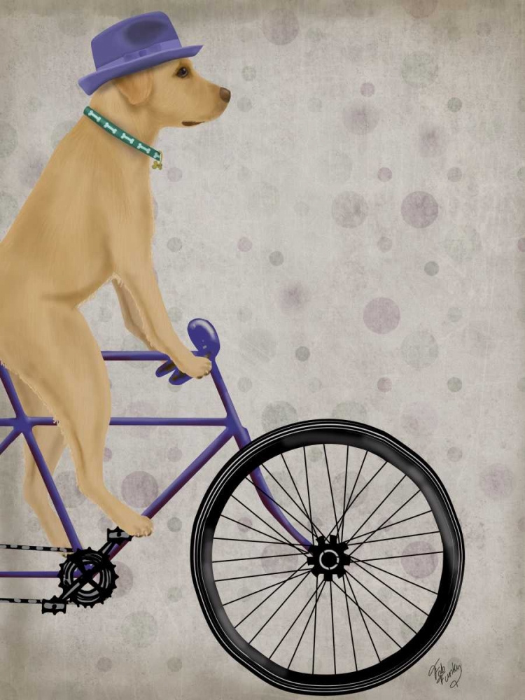 Wall Art Painting id:184170, Name: Yellow Labrador on Bicycle, Artist: Fab Funky