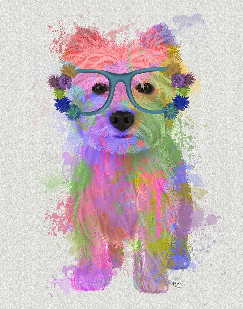 Wall Art Painting id:236509, Name: West Highland Terrier Rainbow Splash, Artist: Fab Funky