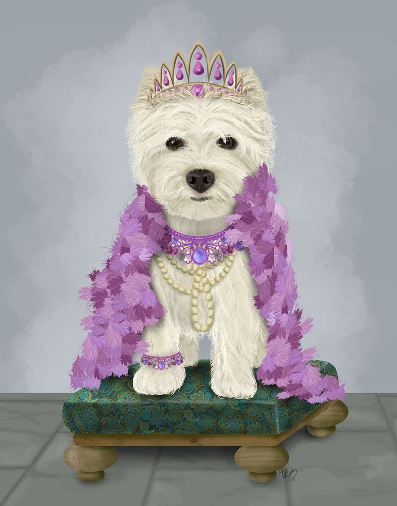 Wall Art Painting id:236576, Name: West Highland Terrier with Tiara, Artist: Fab Funky
