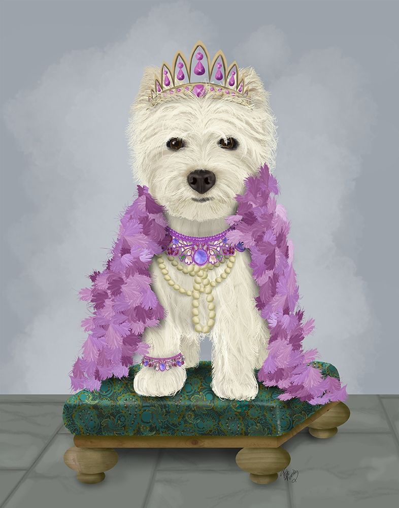 Art Print: West Highland Terrier with Tiara