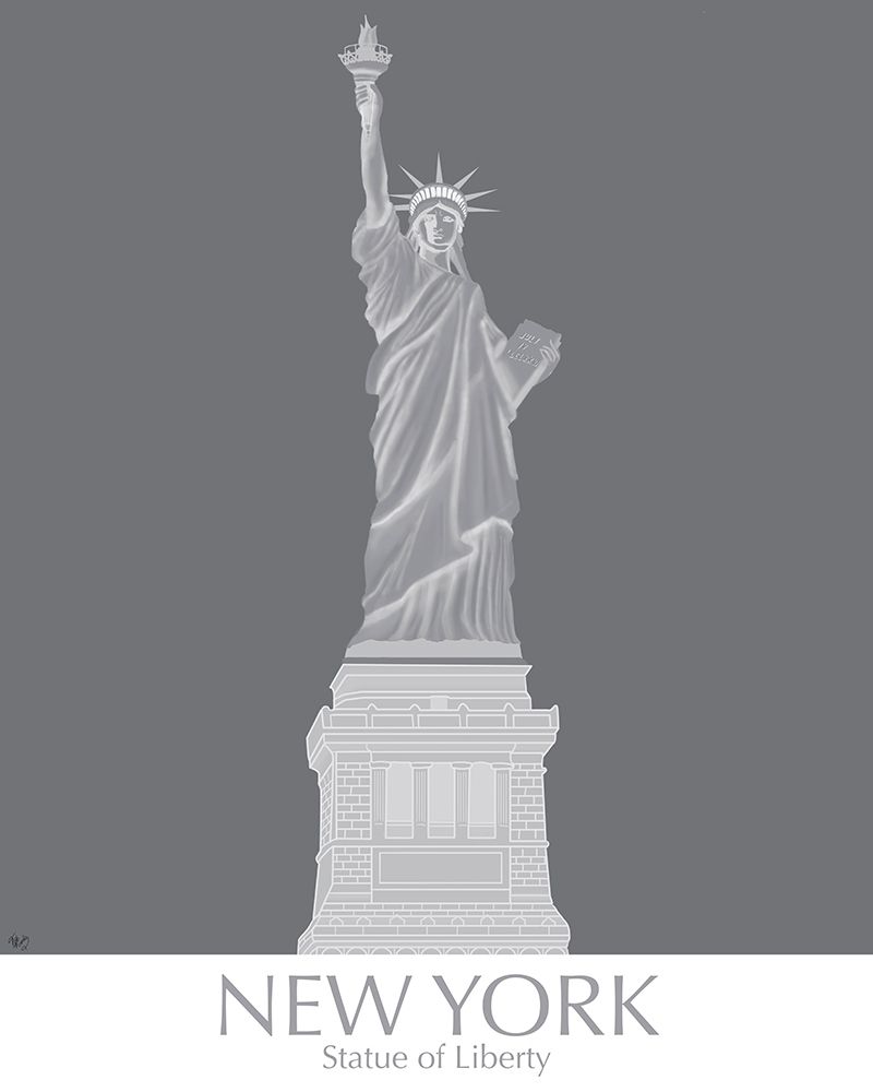 Wall Art Painting id:231062, Name: New York Statue of Liberty Monochrome, Artist: Fab Funky 