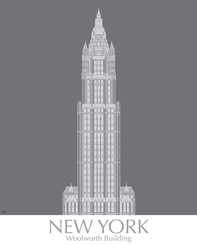 Wall Art Painting id:231063, Name: New York Woolworth Building Monochrome, Artist: Fab Funky 