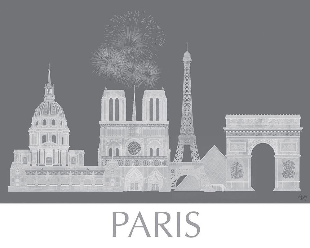 Art Print: Paris Skyline Monochrome