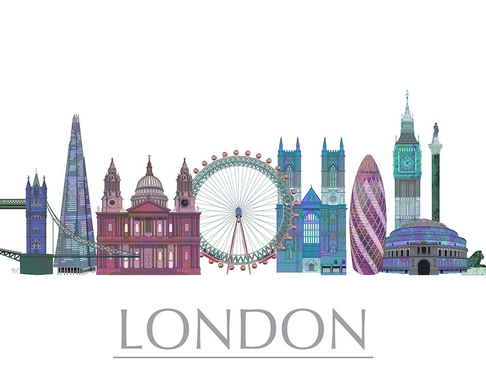 Art Print: London Skyline Coloured Buildings