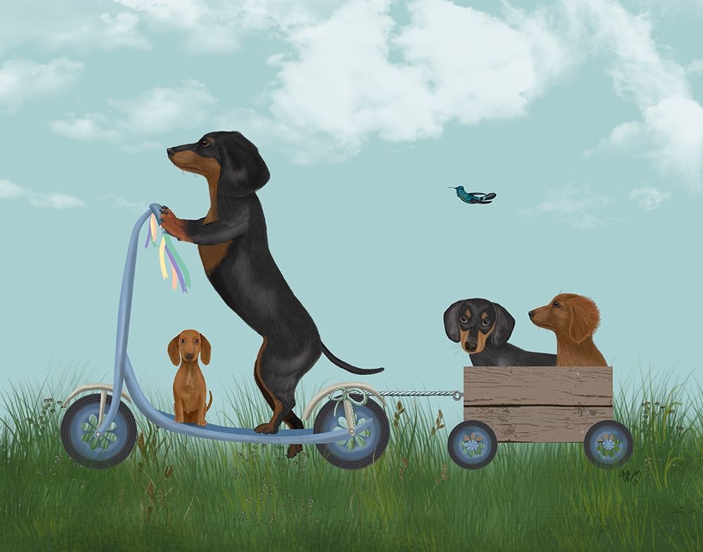 Art Print: Dachshund Scooter