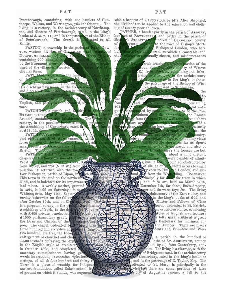 Wall Art Painting id:314353, Name: Chinoiserie Vase 2, With Plant Book Print, Artist: Fab Funky