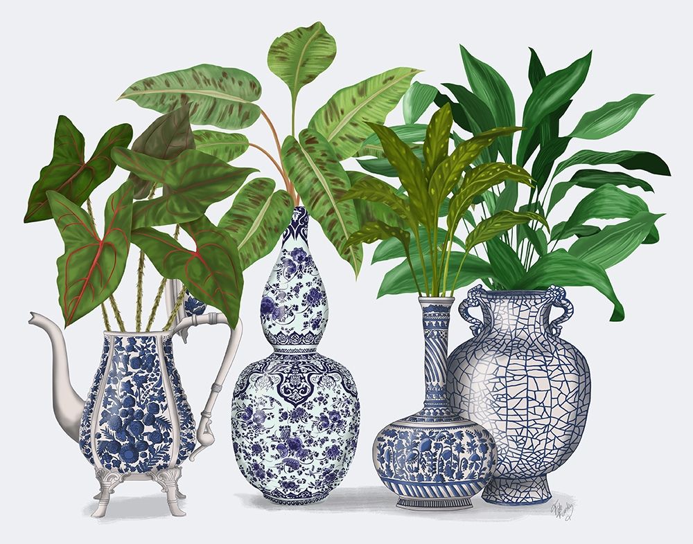 Wall art: Chinoiserie Vase Group 2, by Fab Funky