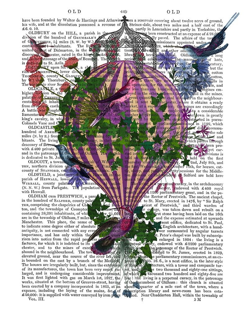 Wall Art Painting id:314600, Name: Bird Balloon 1 Book Print, Artist: Fab Funky