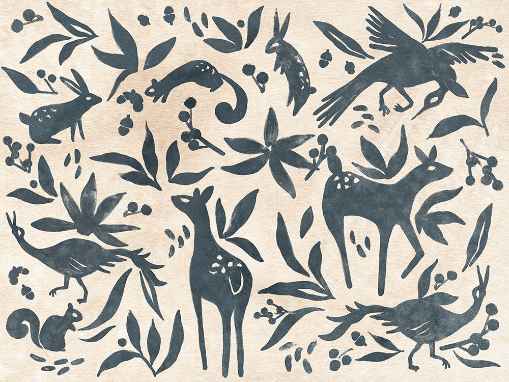 Wall art: Woodland Woodblock II, by Vess, June Erica