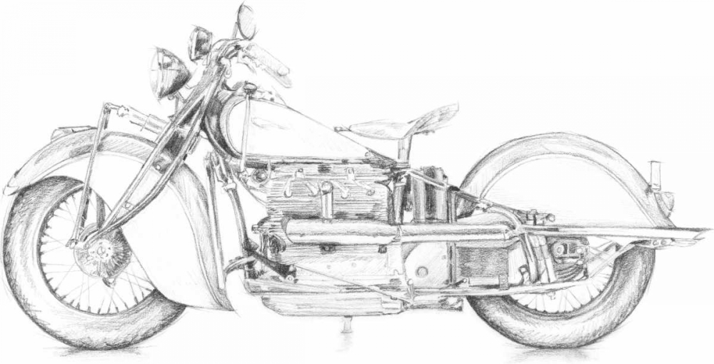 Wall Art Painting id:34339, Name: Motorcycle Sketch II, Artist: Meagher, Megan