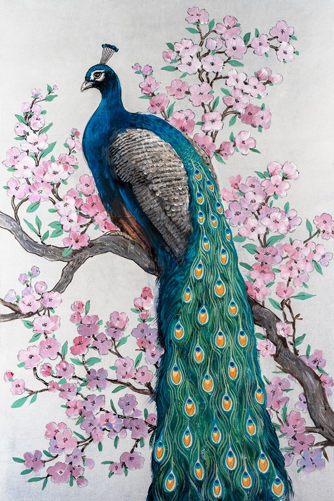 Art Print: Peacock and Blossom I