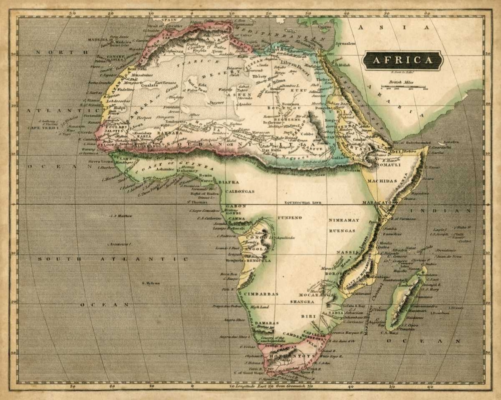 Wall Art Painting id:50003, Name: Thomsons Map of Africa, Artist: Thomson