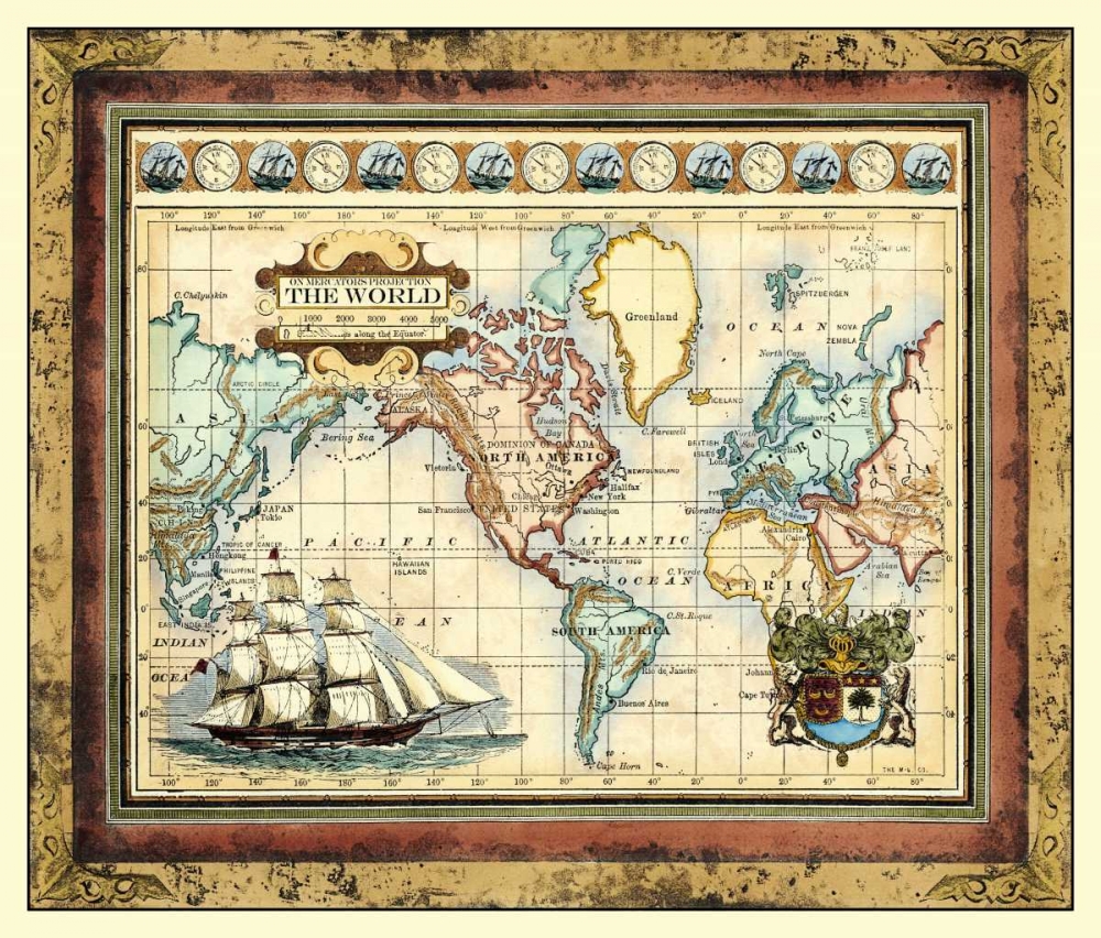 Wall Art Painting id:53081, Name: Map of the World, Artist: Vision Studio
