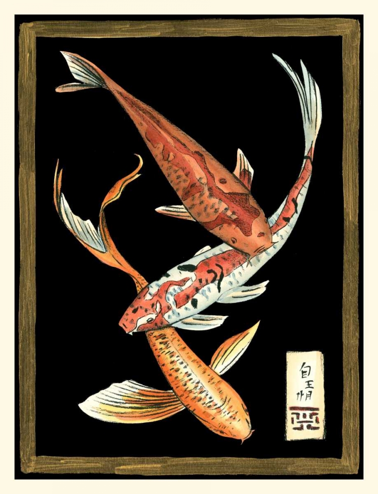 Wall Art Painting id:49950, Name: Koi Fish on Black II, Artist: Zarris, Chariklia