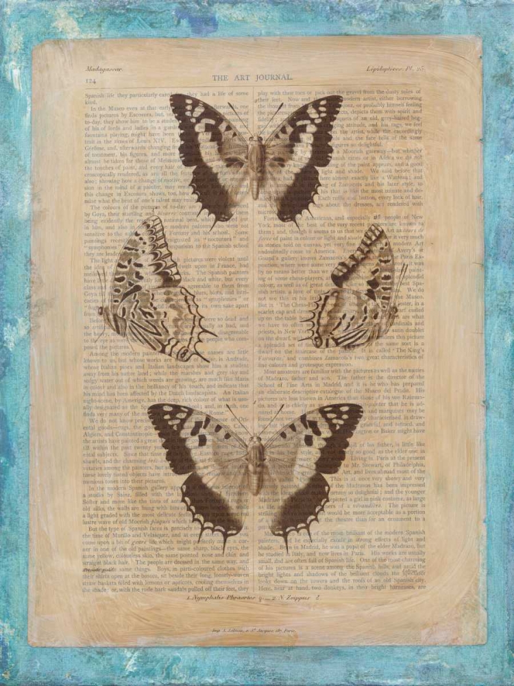 Wall Art Painting id:126525, Name: Bookplate Butterflies II, Artist: Vision Studio