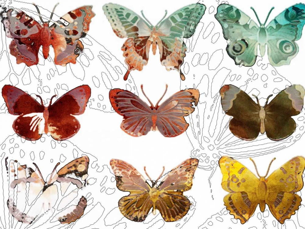 Wall Art Painting id:38208, Name: Layered Butterflies II, Artist: Jasper, Sisa