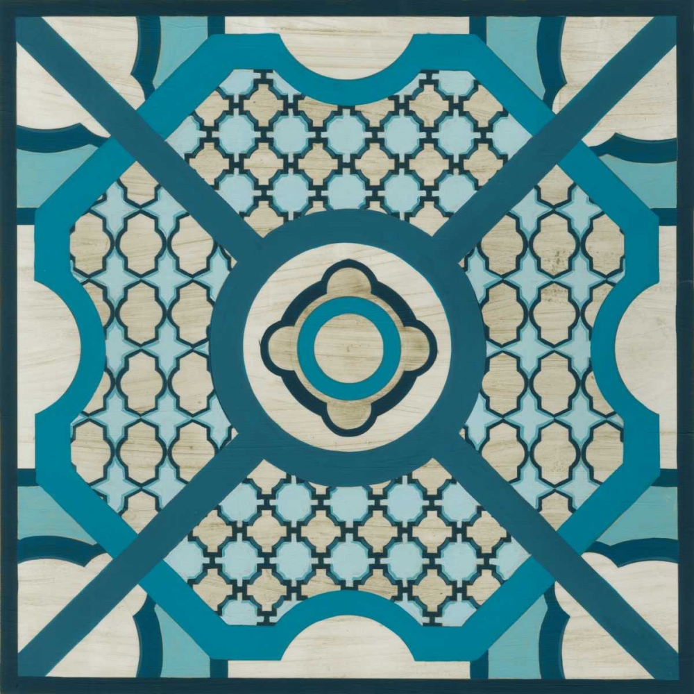 Wall Art Painting id:38221, Name: Embellished Indigo Lattice VIII, Artist: Vess, June Erica