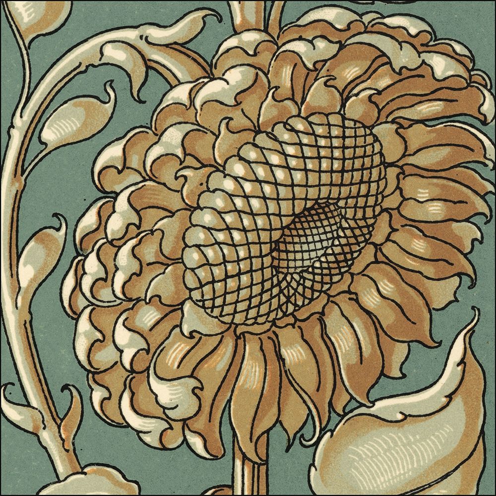 Wall art: Sunflower Woodblock II, by Unknown
