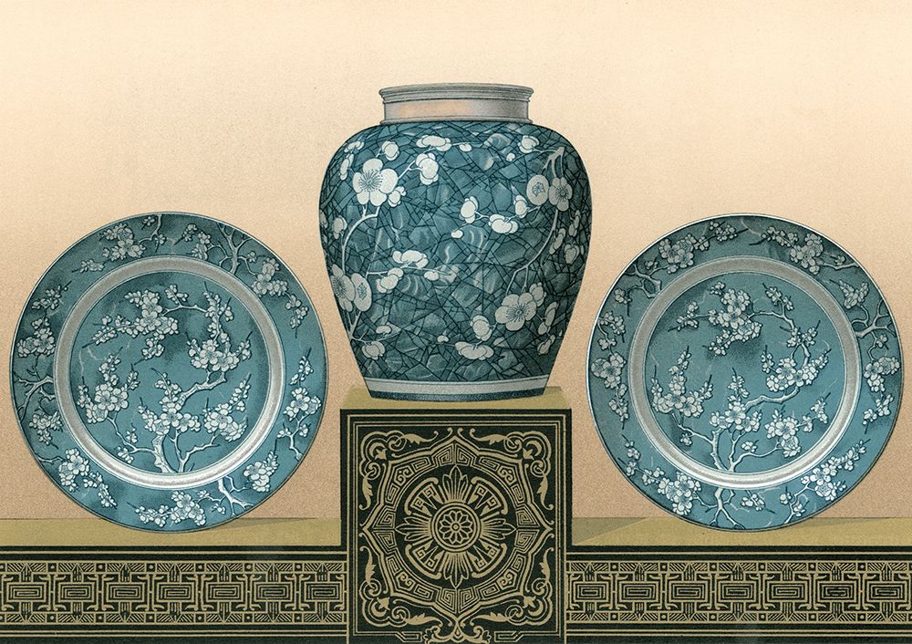 Wall Art Painting id:455128, Name: Porcelain in Teal I, Artist: Audsley, George