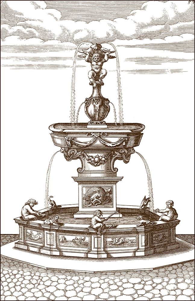 Wall art: Courtyard Fountain IV, by Vision Studio