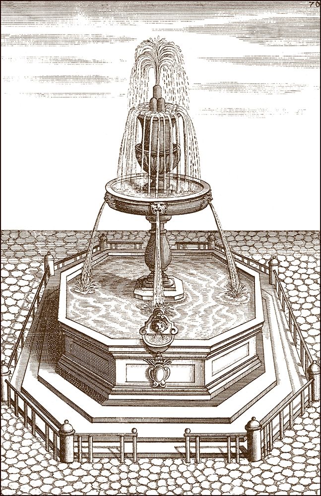 Wall Art Painting id:201639, Name: Courtyard Fountain VI, Artist: Vision Studio