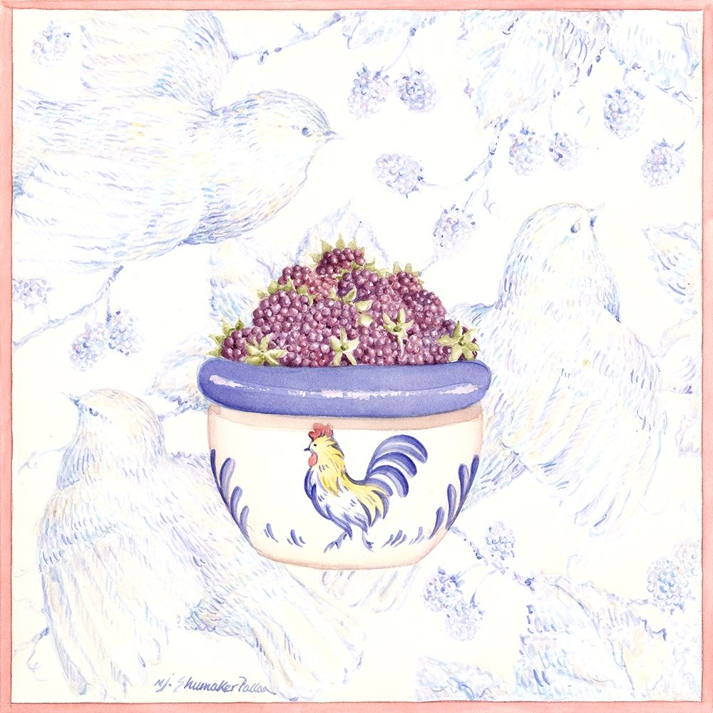 Wall Art Painting id:218221, Name: Toile and Berries II, Artist: Pallan, Nancy S.