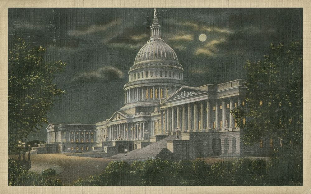Wall Art Painting id:235755, Name: Capitol Building at Night, Artist: Unknown