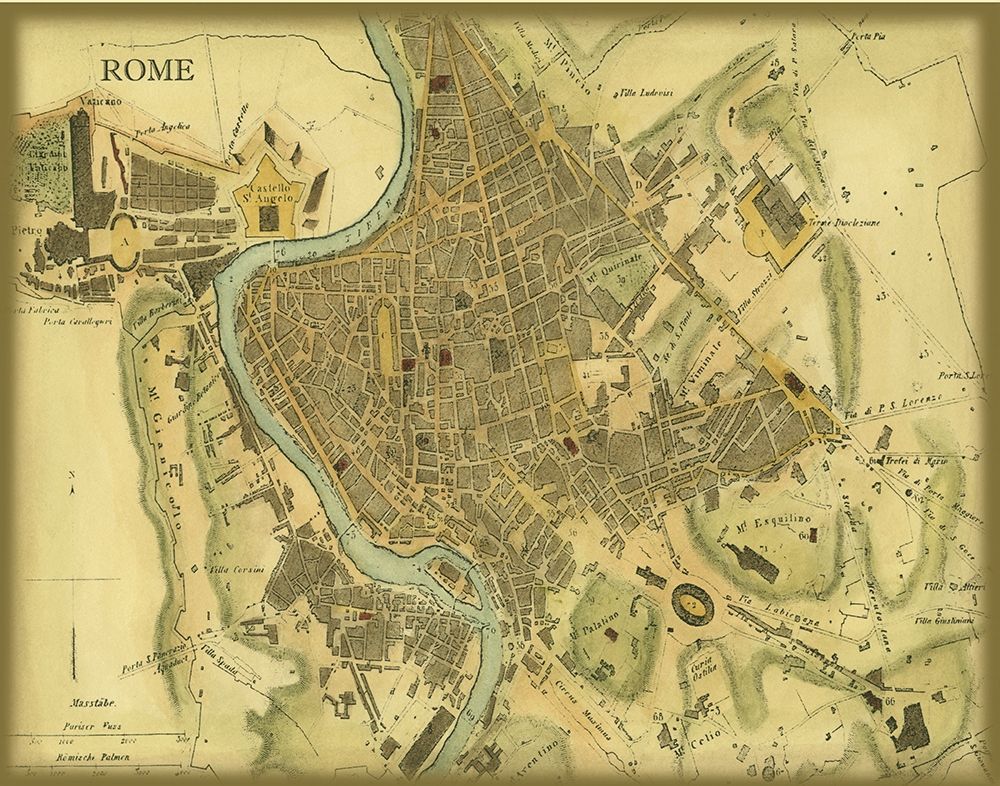 Wall Art Painting id:236140, Name: Map of Rome, Artist: Vision Studio