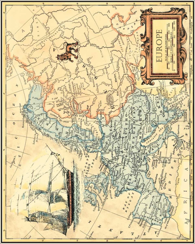 Wall Art Painting id:170018, Name: Europe Map, Artist: Vision Studio