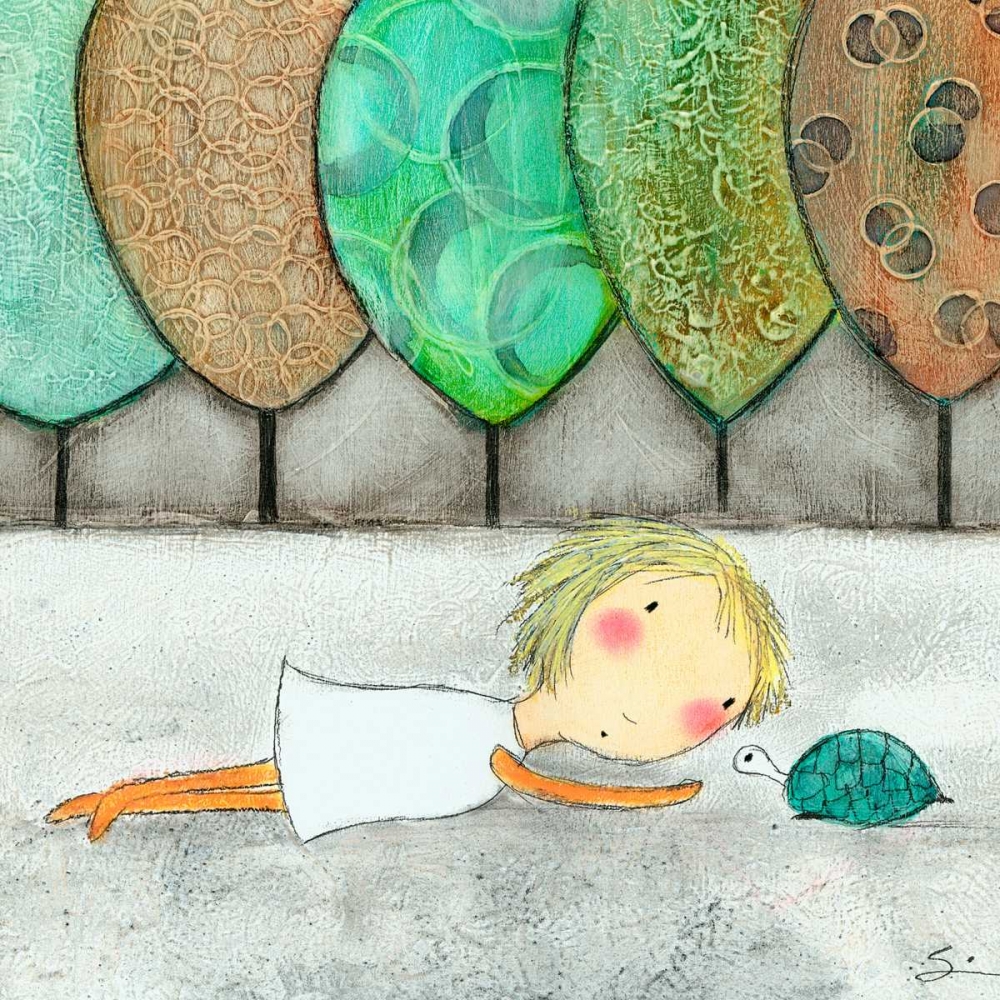 Wall Art Painting id:121674, Name: Girl with Turtle, Artist: Sonheim, Carla