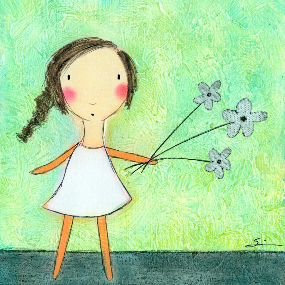 Wall Art Painting id:121681, Name: Green Flowers, Artist: Sonheim, Carla