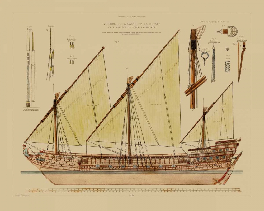 Wall Art Painting id:34601, Name: Antique Ship Plan VI, Artist: Vision Studio