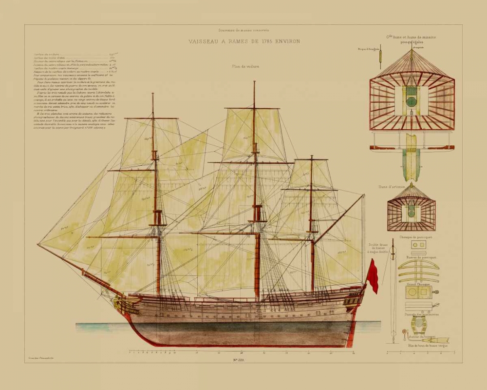 Wall Art Painting id:34603, Name: Antique Ship Plan VIII, Artist: Vision Studio