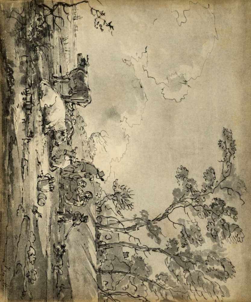 Wall Art Painting id:49716, Name: Pastoral Etching II, Artist: Unknown
