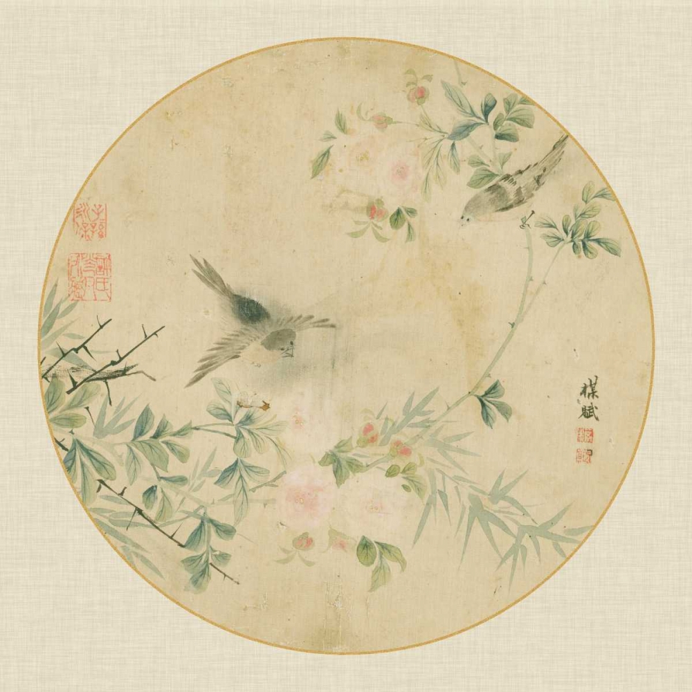 Art Print: Oriental Bird Silk II