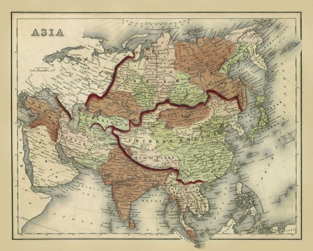 Wall art: Antique Map of Asia, by Johnson