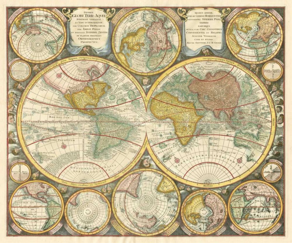 Wall art: Antique World Globes, by unknown