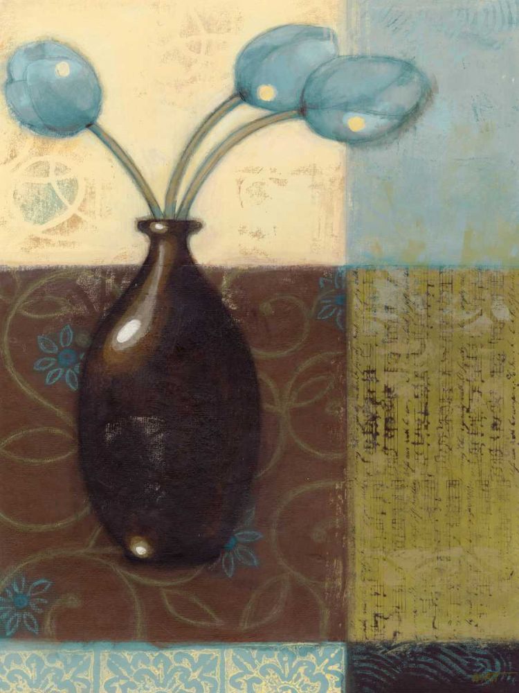 Wall Art Painting id:236859, Name: Ebony Vase with Blue Tulips II, Artist: Wyatt Jr., Norman