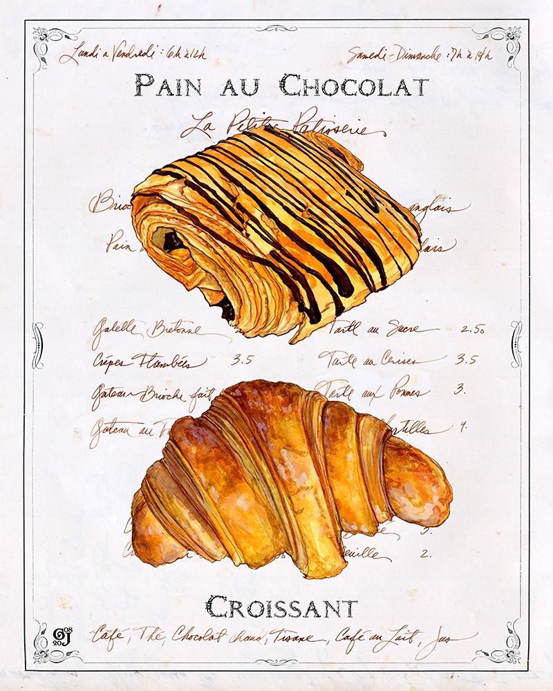 Wall Art Painting id:190562, Name: Pain au Chocolat et Croissant, Artist: Joyner, Ginny