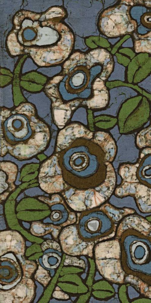 Art Print: Blue Batik Flowers I