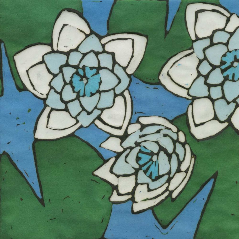 Art Print: Turquoise Batik Botanical II