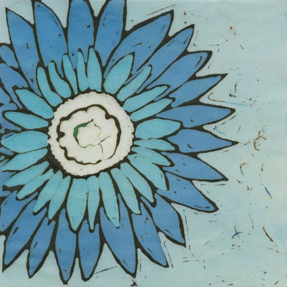 Art Print: Turquoise Batik Botanical III