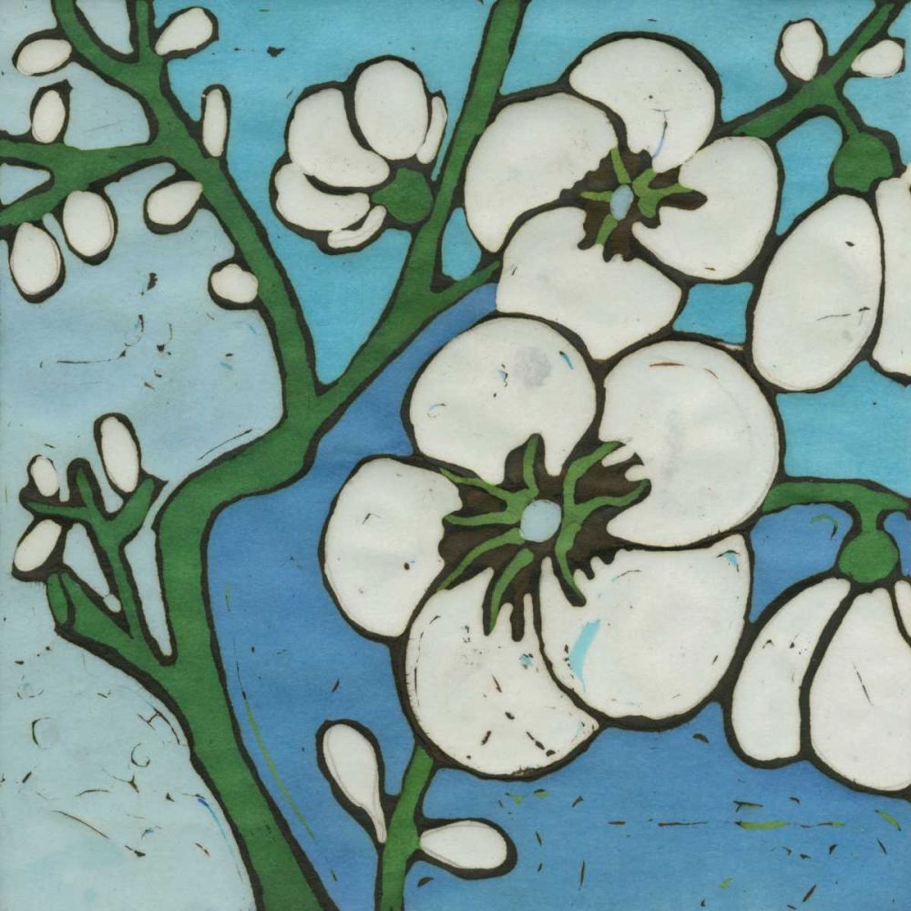 Art Print: Turquoise Batik Botanical V