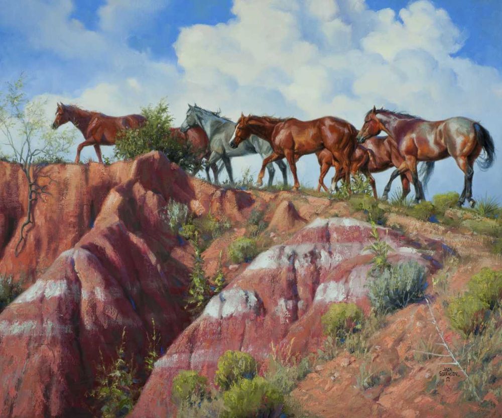 Art Print: Colored Clay and Quarterhorses