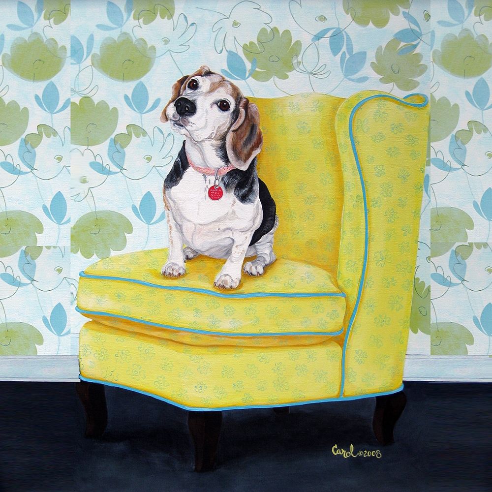 Wall Art Painting id:314641, Name: Beagle on Yellow, Artist: Dillon, Carol