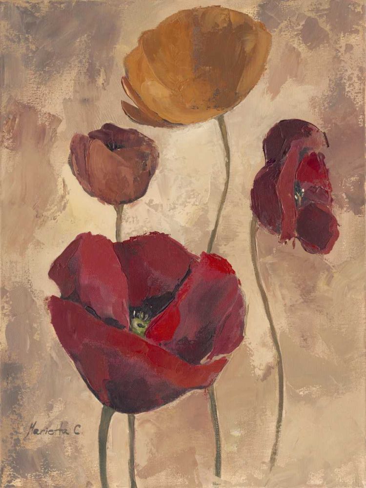 Wall Art Painting id:238474, Name: Textured Poppies I, Artist: Cohen, Marietta
