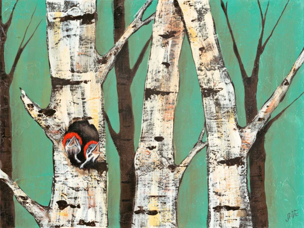 Wall Art Painting id:35169, Name: Birch Grove on Teal I, Artist: Reynolds, Jade