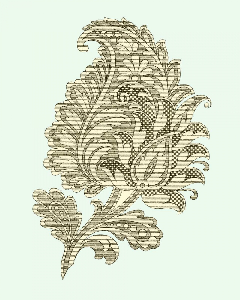 Wall Art Painting id:35316, Name: Celadon Floral Motif IV, Artist: Vision Studio