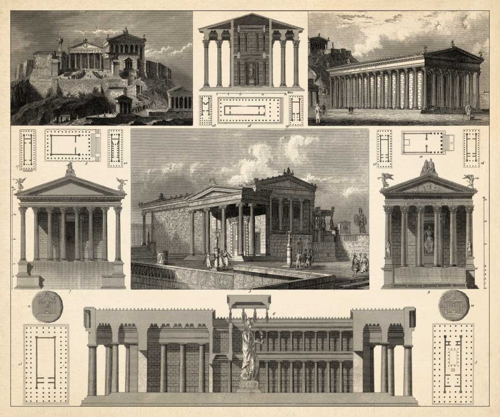 Wall Art Painting id:35428, Name: Antique City Plan I, Artist: Vision Studio