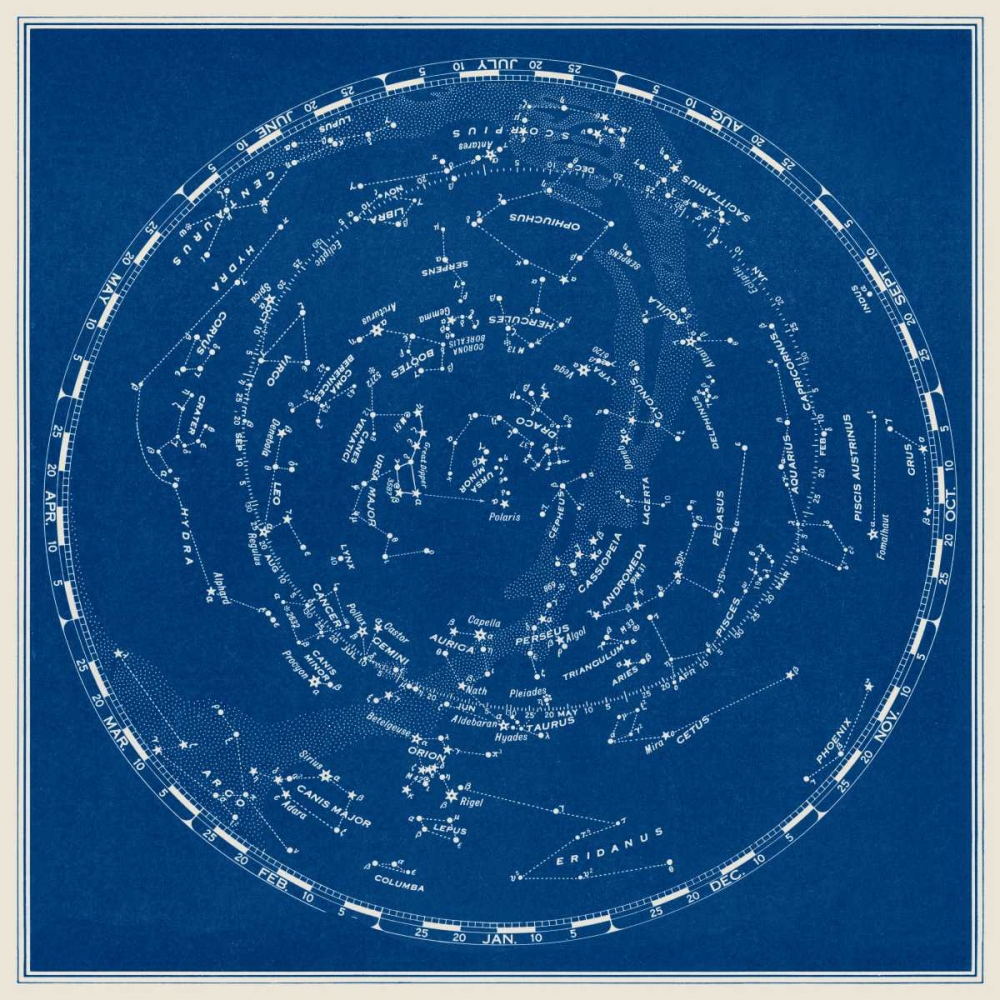 Wall Art Painting id:53082, Name: Stars and Constellations Chart, Artist: Vision Studio